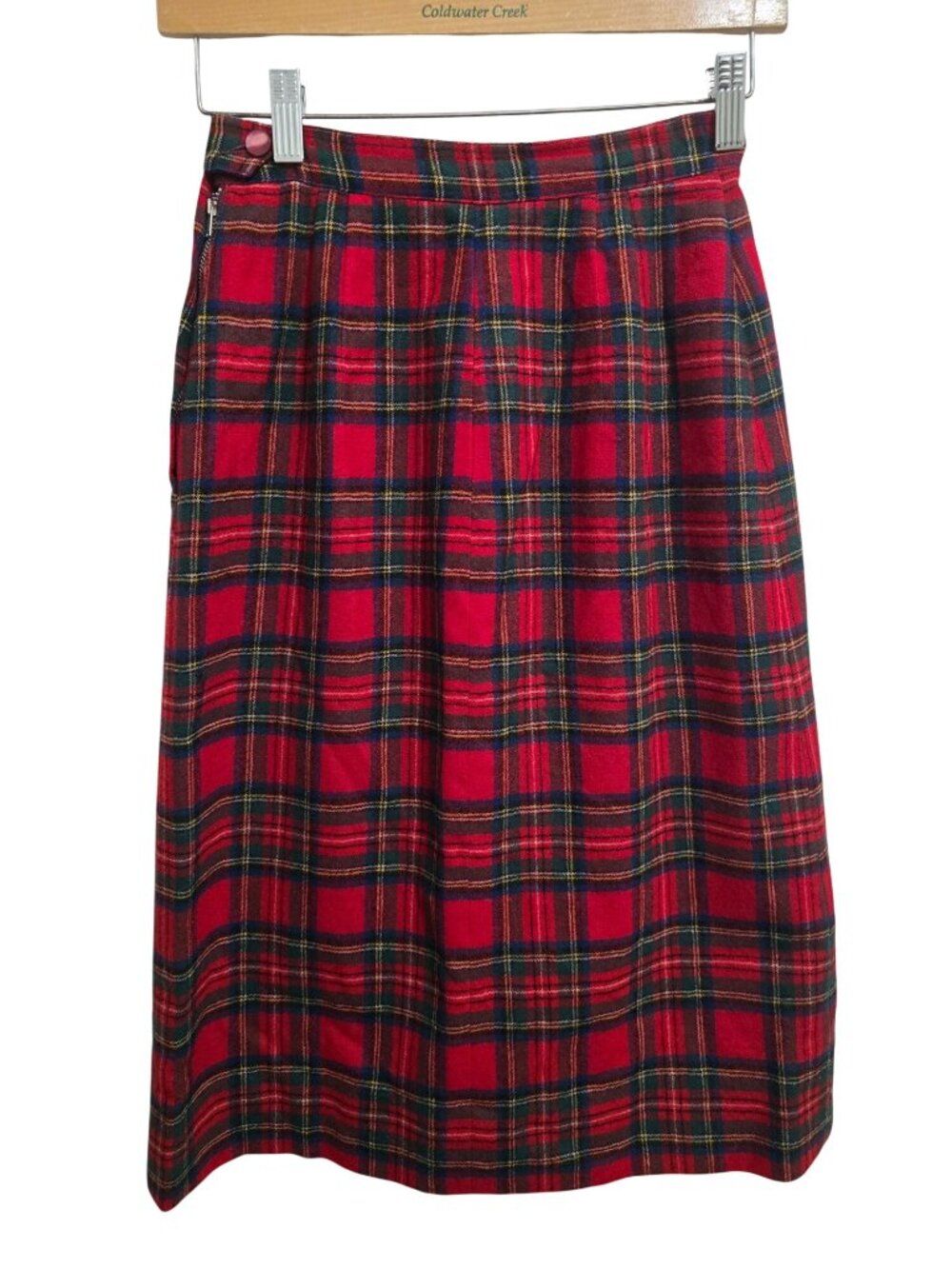 Vintage 50-60's Pendleton Tartan Red Plaid Virgin Wool A-Line Skirt Size 14 READ - Picture 5 of 10